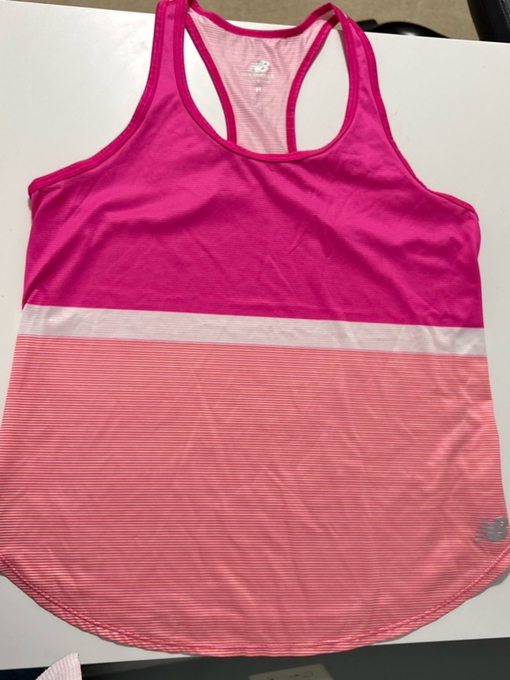 New Balance Hot Pink & Light Pink Striped Racerback Tank